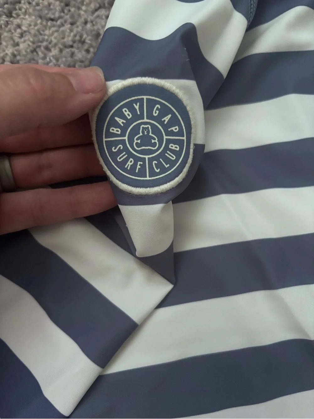 GAP Kids Navy & White Striped Long-Sleeve Rashguard